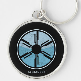 Sci Fi Cosmic Space Blue Ombre Futuristic Name Key Ring