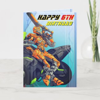 Sci-Fi Cyber Biker Trooper Birthday Card