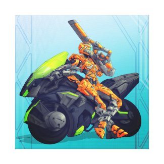 Sci-Fi Cyber Biker Trooper Canvas Print