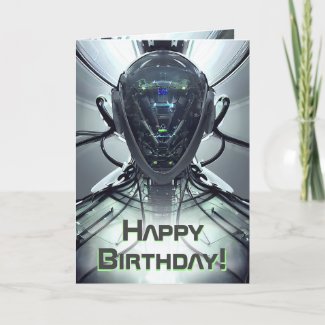 Sci-Fi Cyber Droid Fighter Pilot Birthday 
