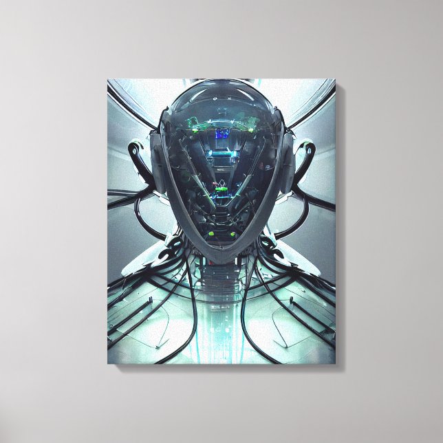 Sci-Fi Cyber Droid Fighter Pilot Canvas Print (Front)