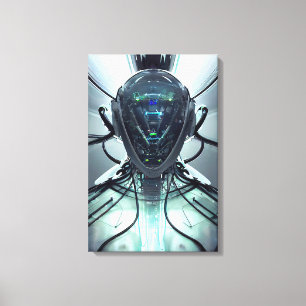 Sci-Fi Cyber Droid Fighter Pilot Canvas Print