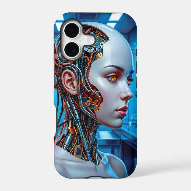 Sci Fi Cybernetics Android Cool Blue Tech (Back)