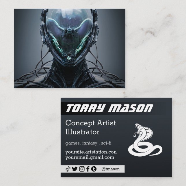 Sci fi Cyberpunk Droid Business Card (Front/Back)