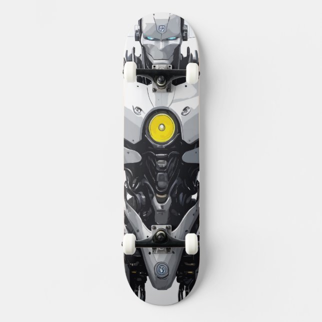 Sci-Fi Cyborg Android Mecha Comic Art Skateboard (Front)