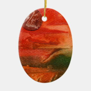 Sci-fi dying sun in a red sky over alien world ceramic tree decoration