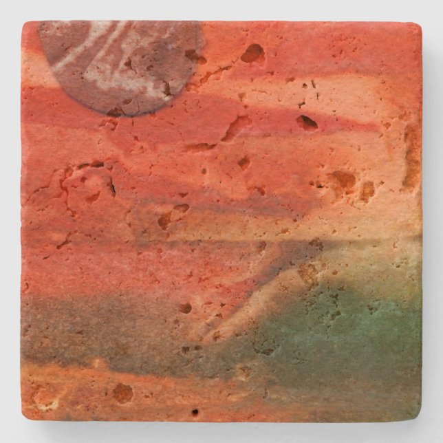 Sci-Fi dying sun, low orbit over hot alien planet Stone Coaster (Front)