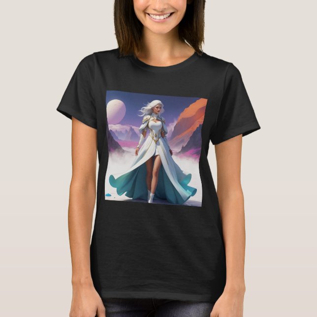 Sci-Fi Fantasy Art | Heroine in Surreal Landscapes T-Shirt (Front)