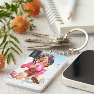 Sci Fi Female Cyborg Key Ring