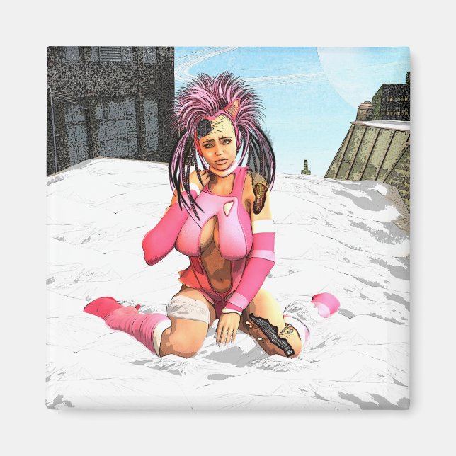 Sci Fi Female Cyborg Magnet (Front)