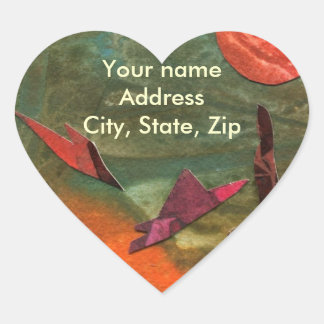 Sci-Fi "Fire Birds" alien life form on home world Heart Sticker