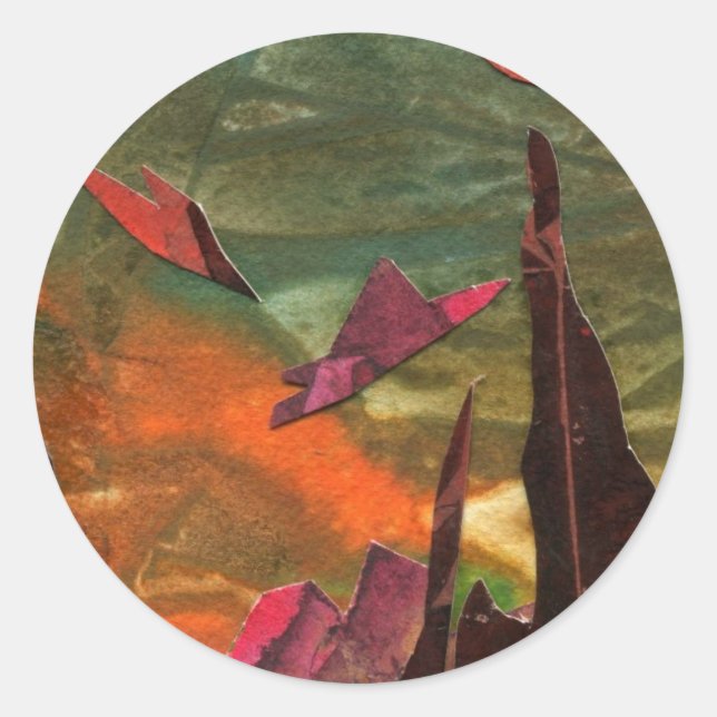 Sci-Fi "Fire Birds" alien life forms in flight Classic Round Sticker (Front)