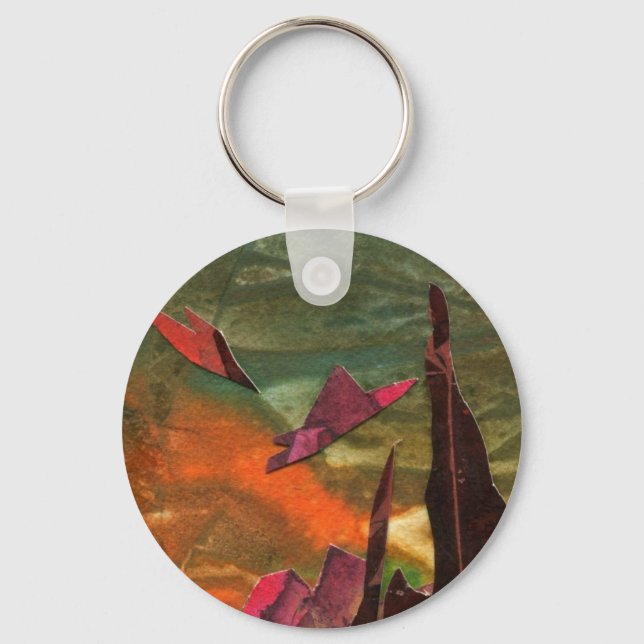 Sci-fi "Fire Birds" alien life forms in flight Key Ring (Front)