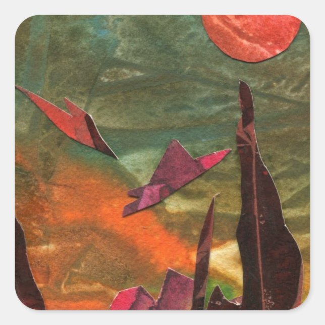 Sci-Fi "Fire Birds" alien life forms in flight Square Sticker (Front)