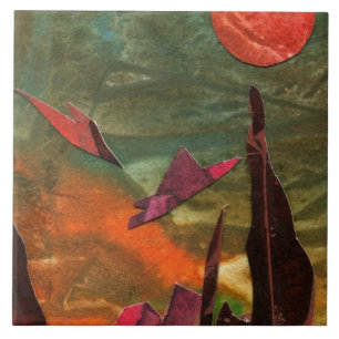 Sci-Fi "Fire Birds" alien life forms in flight Tile