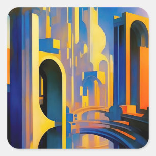 SCI-FI Futuristic City Square Sticker