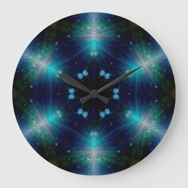 Sci-Fi Galaxy Blue Light abstract art 4 Large Clock (Front)