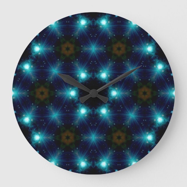 Sci-Fi Galaxy Blue Light abstract art Large Clock (Front)