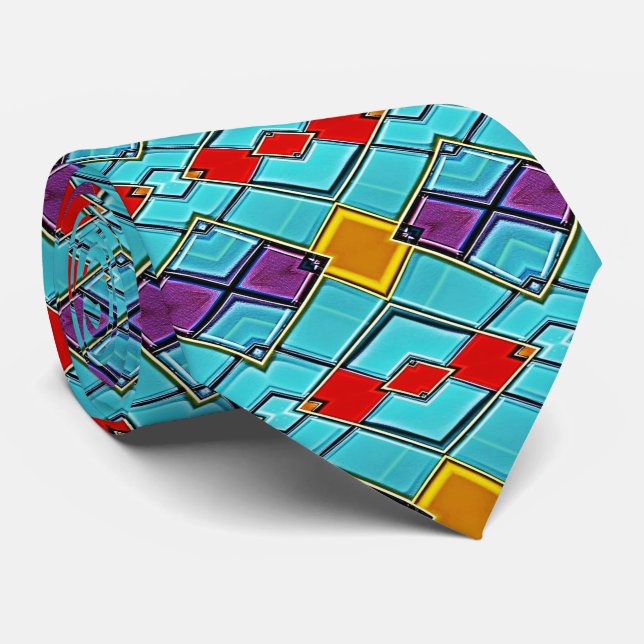 Sci-Fi Glass Tile - Modern Harlequin Diamond Glow Tie (Rolled)