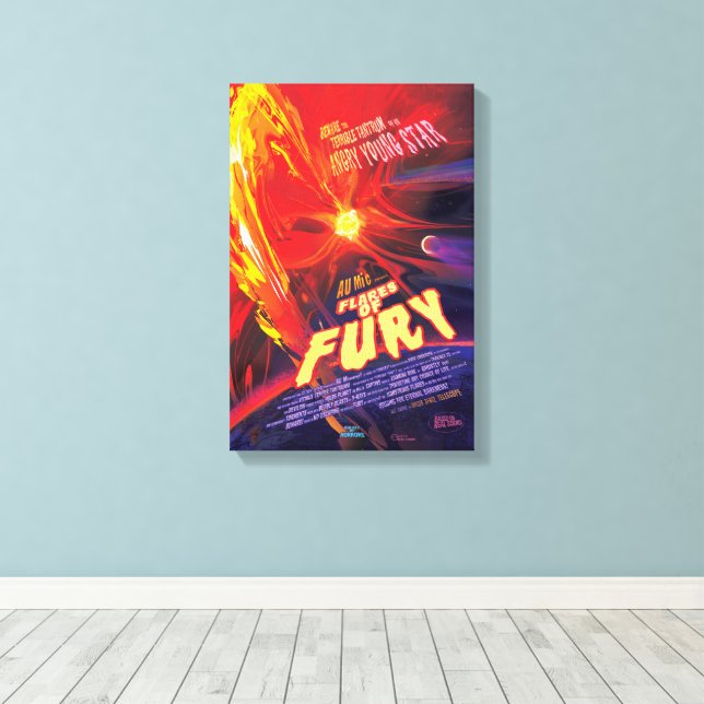 Sci-Fi Horror Movie Ad, Flares Of Fury Canvas Print (Insitu(Wood Floor))