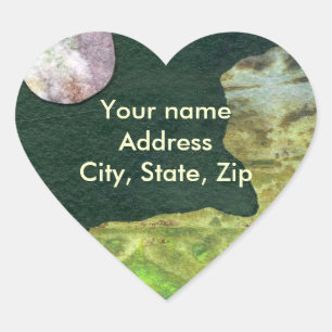 Sci-Fi lavender moon over a green alien world Heart Sticker