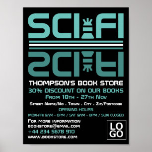Sci-Fi Logo, Book Store Advertising Poster