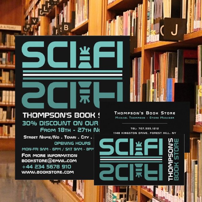 Sci-Fi Logo, Book Store Business Card (Creator Uploaded)