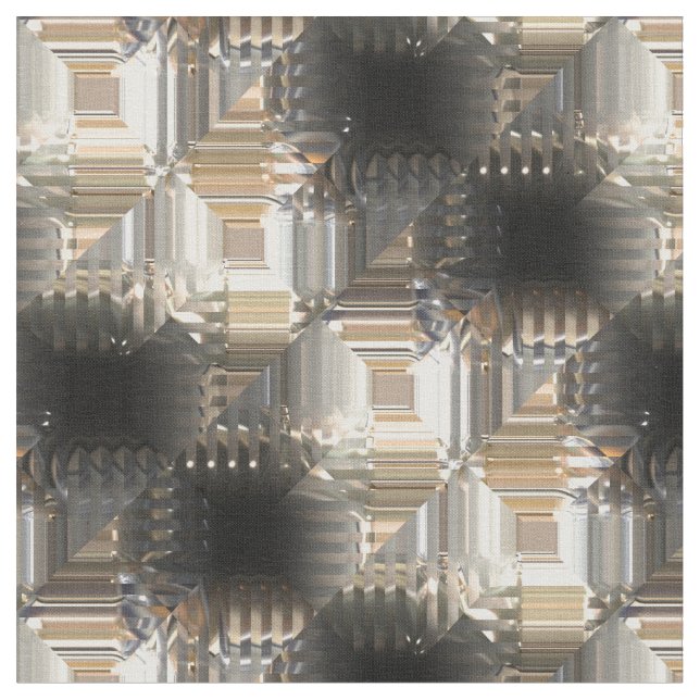 Sci-Fi Metal Patterns 3 Custom Fabric (Close Up)