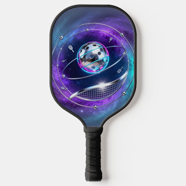 Sci-Fi Metallic Pickleball Core – Galaxy Orbit Pad Paddle (Front)