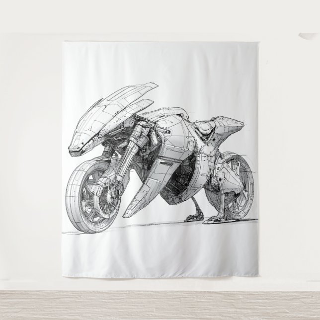 Sci-Fi Motorcycle - Alien Tapestry (Front)