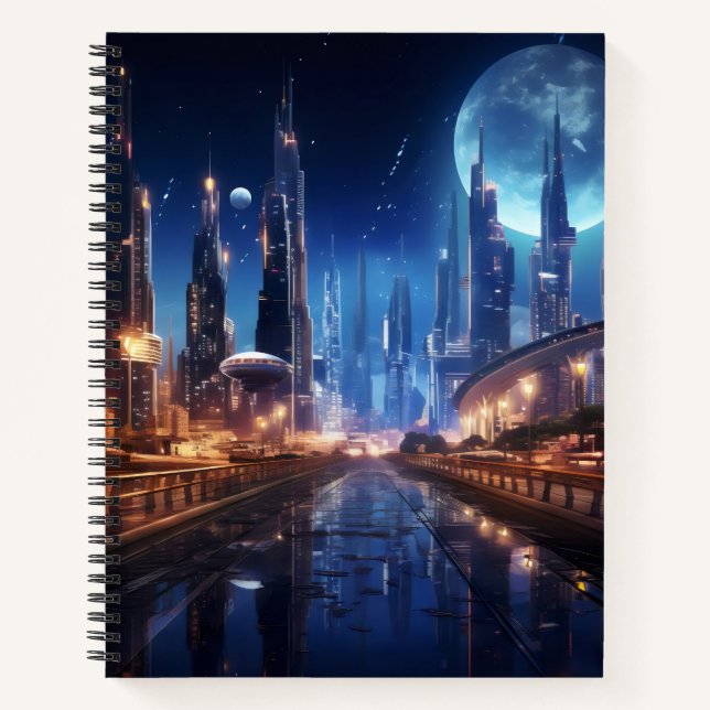 Sci-Fi Night City Notebook (Front)