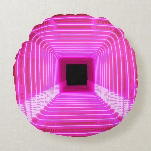 Sci-Fi Retro 3D: Pop Art Illustration Round Cushion (Front)