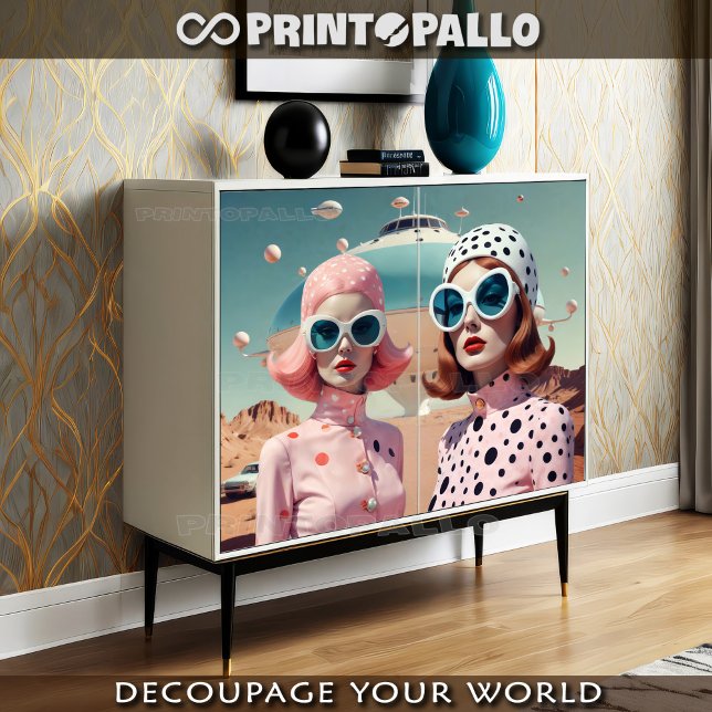 Sci-fi Retrofuturistic fashion women couple (2) Tissue Paper (Creator Uploaded)