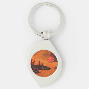 Sci-Fi "Seas of Fire" double suns, lava seas world Key Ring