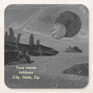 Sci-Fi "Seas of Fire" molten lava alien world   Sq Square Paper Coaster