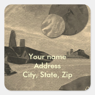 Sci-Fi "Seas of Fire" molten lava alien world Squa Square Sticker