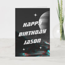 Sci-Fi Space 3D Anaglyph Birthday Card
