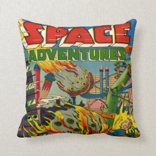 SCI FI SPACE ADVENTURES RETRO GRAPHIC NOVEL CUSHION