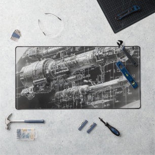Sci-Fi Space Black Diagram Desk Mat