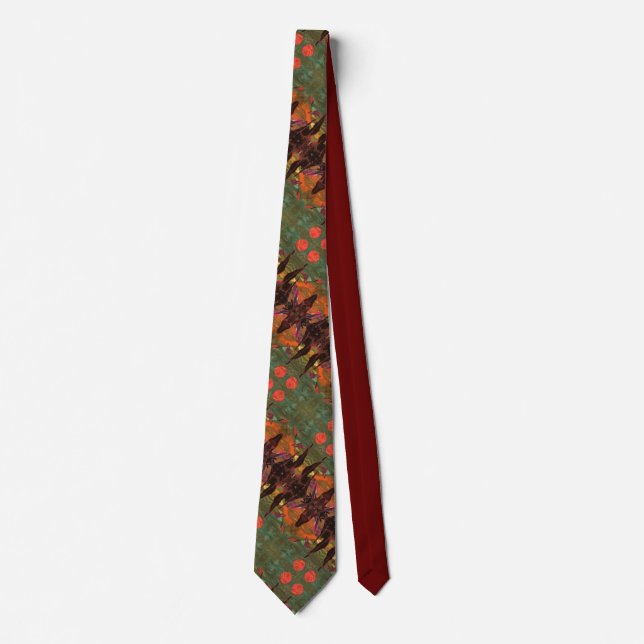 Sci-fi tiled "Fire Birds" alien life in flight Tie (Front)