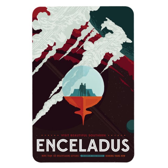 Sci-Fi Travel Ad, Moon Enceladus Magnet (Vertical)