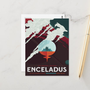 Sci-Fi Travel Ad, Moon Enceladus Postcard