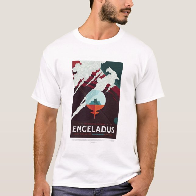Sci-Fi Travel Ad, Moon Enceladus T-Shirt (Front)