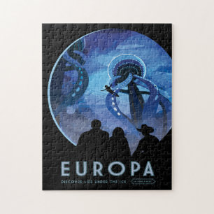 Sci-Fi Travel Ad, Moon Europa Jigsaw Puzzle