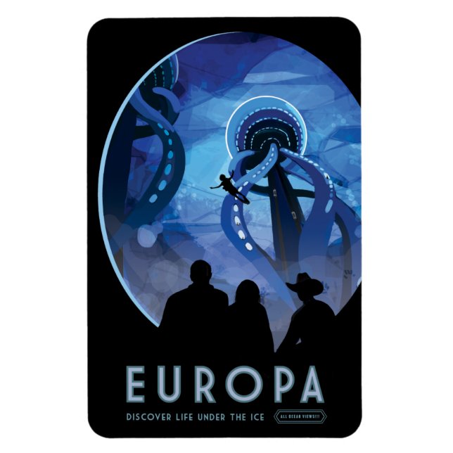 Sci-Fi Travel Ad, Moon Europa Magnet (Vertical)