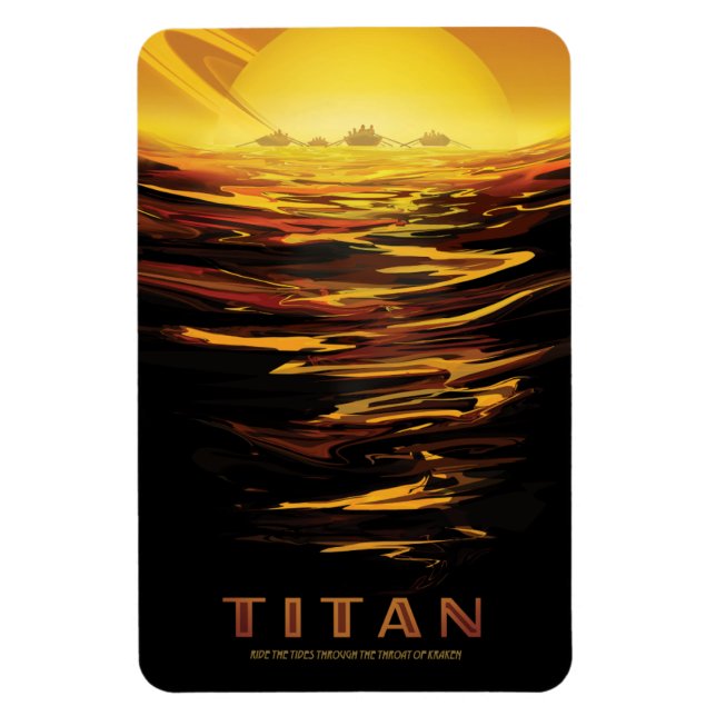 Sci-Fi Travel Ad, Moon Titan Magnet (Vertical)