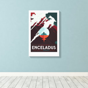 Sci-Fi Travel Ad, Planet Enceladus Canvas Print