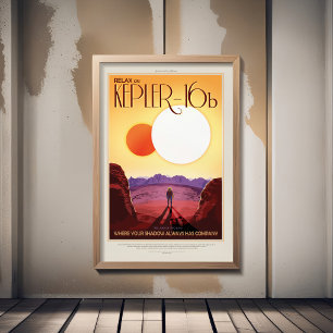Sci-Fi Travel Ad, Planet Kepler 16b Poster