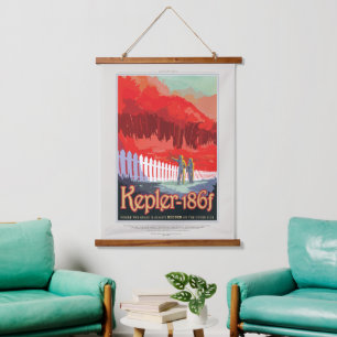 Sci-Fi Travel Ad, Planet Kepler-186f Hanging Tapestry