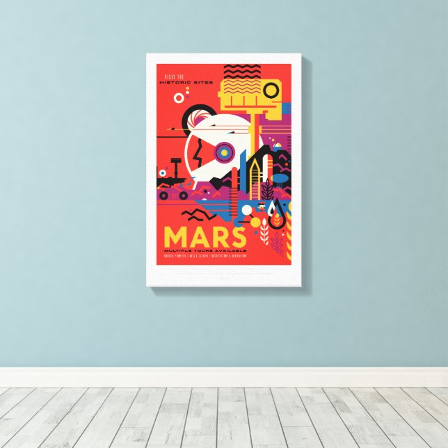 Sci-Fi Travel Ad, Planet Mars Canvas Print (Insitu(Wood Floor))